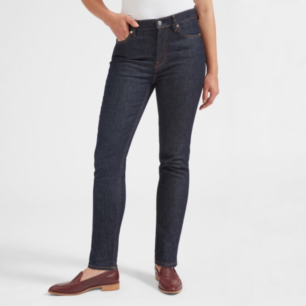 Everlane High Rise Skinny Ankle in Dark Indigo 30